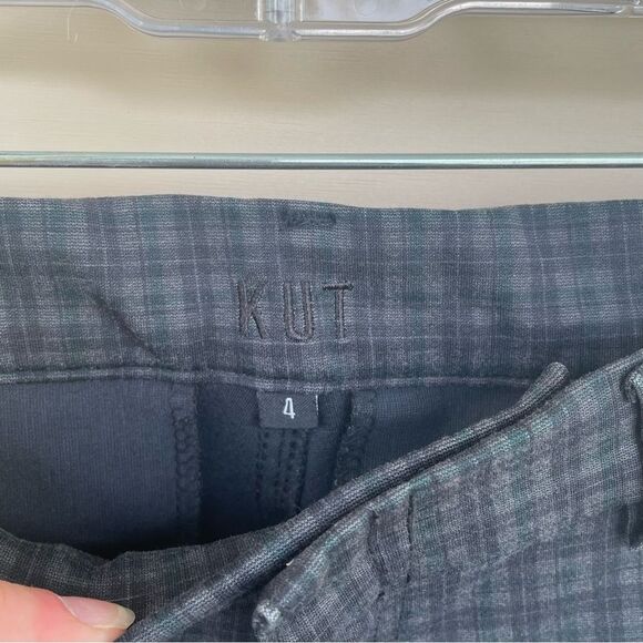 Kut from the Kloth Gray Green Plaid Stretch Skinny Trousers Size 4 - Picture 4 of 11